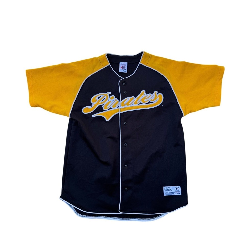 True Fan Pittsburgh Pirates Jersey Mens Medium Black Yellow MLB Baseball Jersey